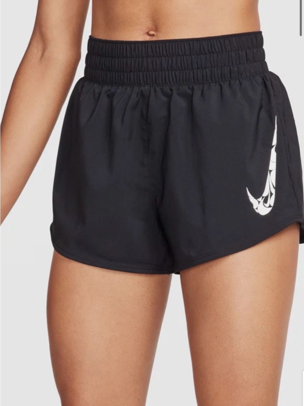 Nike Dryfit Black Athletic Shorts with White Swoosh small